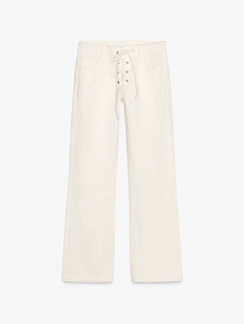 Zara Lace-Up Jeans - Cream